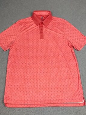 Graham Luxe Polo Shirt Mens Large Pink Chilled Drinks Print Golf Casual